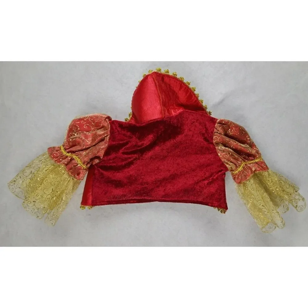 Short Cropped Bolero Style Costume Jacket Shrug Red And Gold Halloween Dress Up